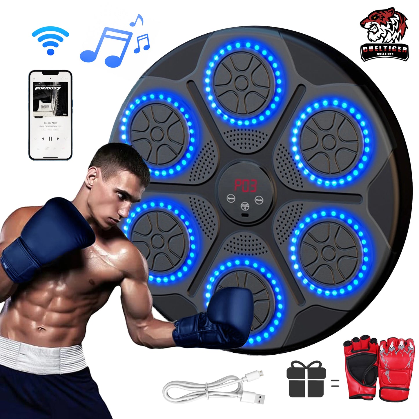 Trainer Gym™ Smart Bluetooth Music Boxing Machine With Gloves